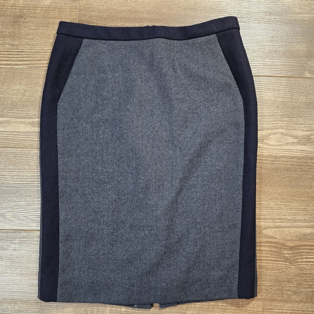 J.CREW Skirt Womens 6 Gray 100% Wool No. 2 Pencil Lined Preppy Academia Office